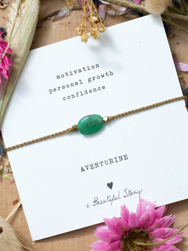 A Beautiful Story Gemstone Card Bracelet Aventurine