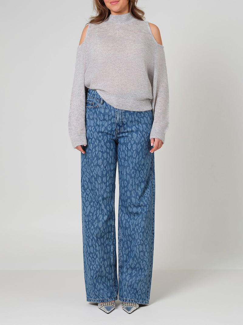 NUIT leopard wide leg jeans