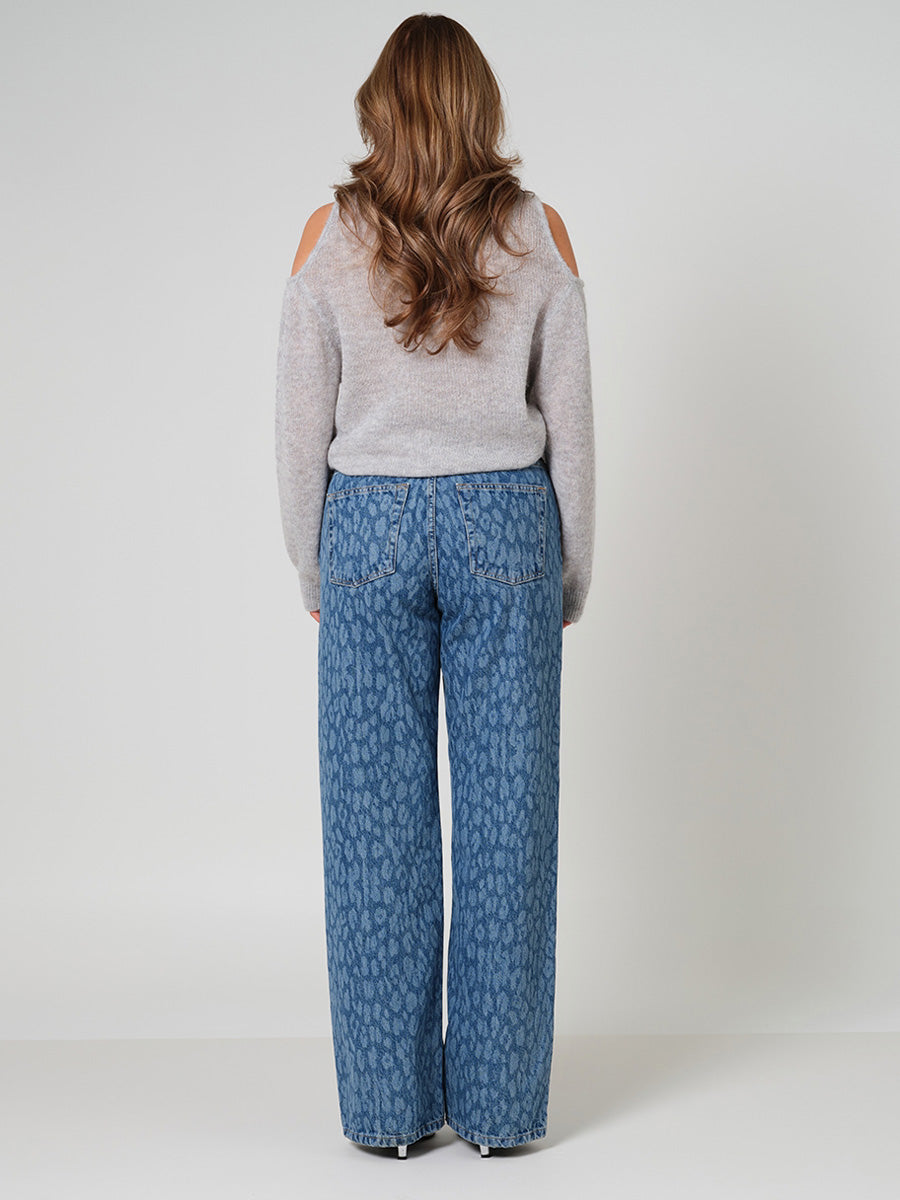 NUIT leopard wide leg jeans