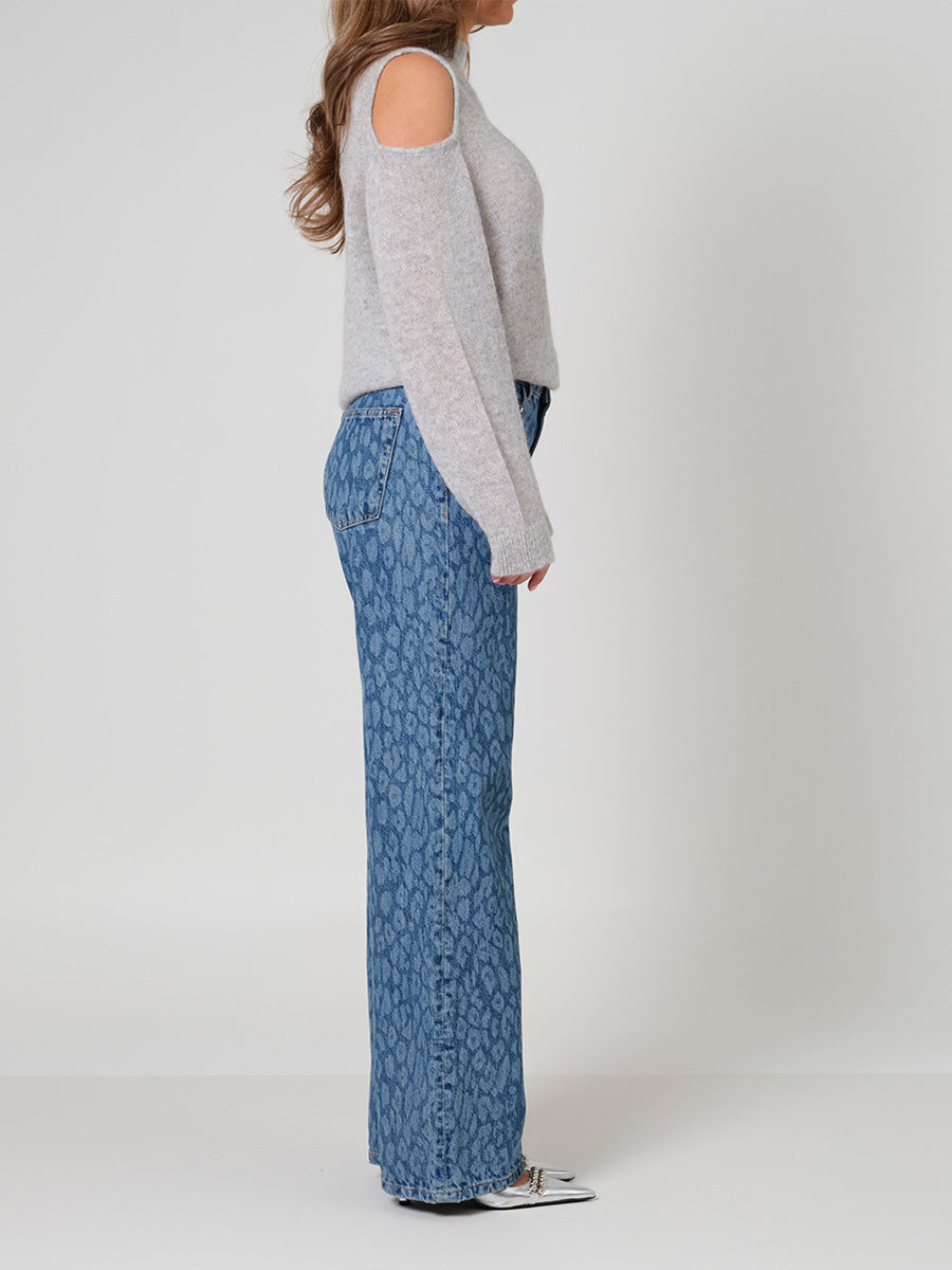 NUIT leopard wide leg jeans