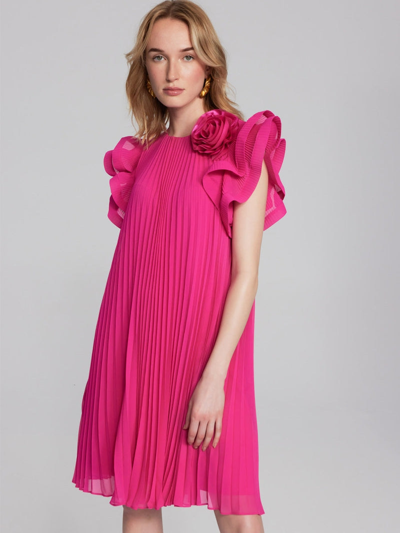 Joseph Ribkoff Dress with flower detail Shocking Pink