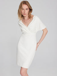 Joseph Ribkoff Wrap dress with pearl detail Vanilla