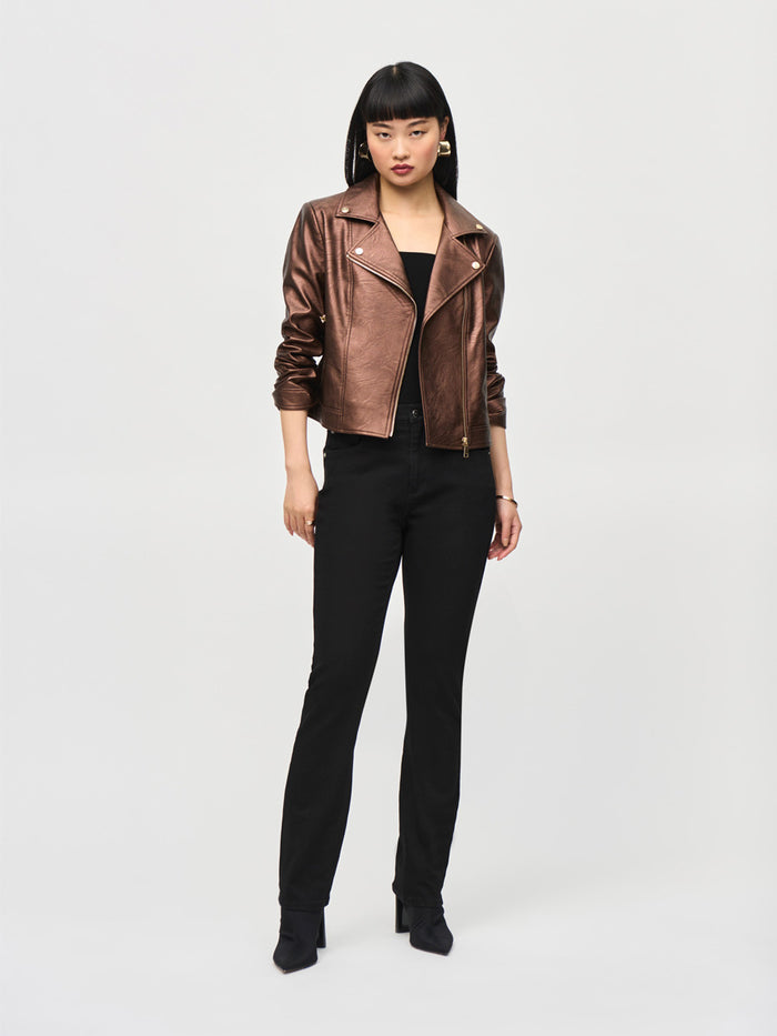 Joseph Ribkoff Metallic Biker Nahkatakki Ruskea