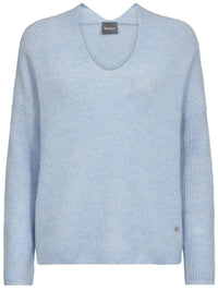 Mos Mosh Thora V-Neck Knit Cashmere Blue