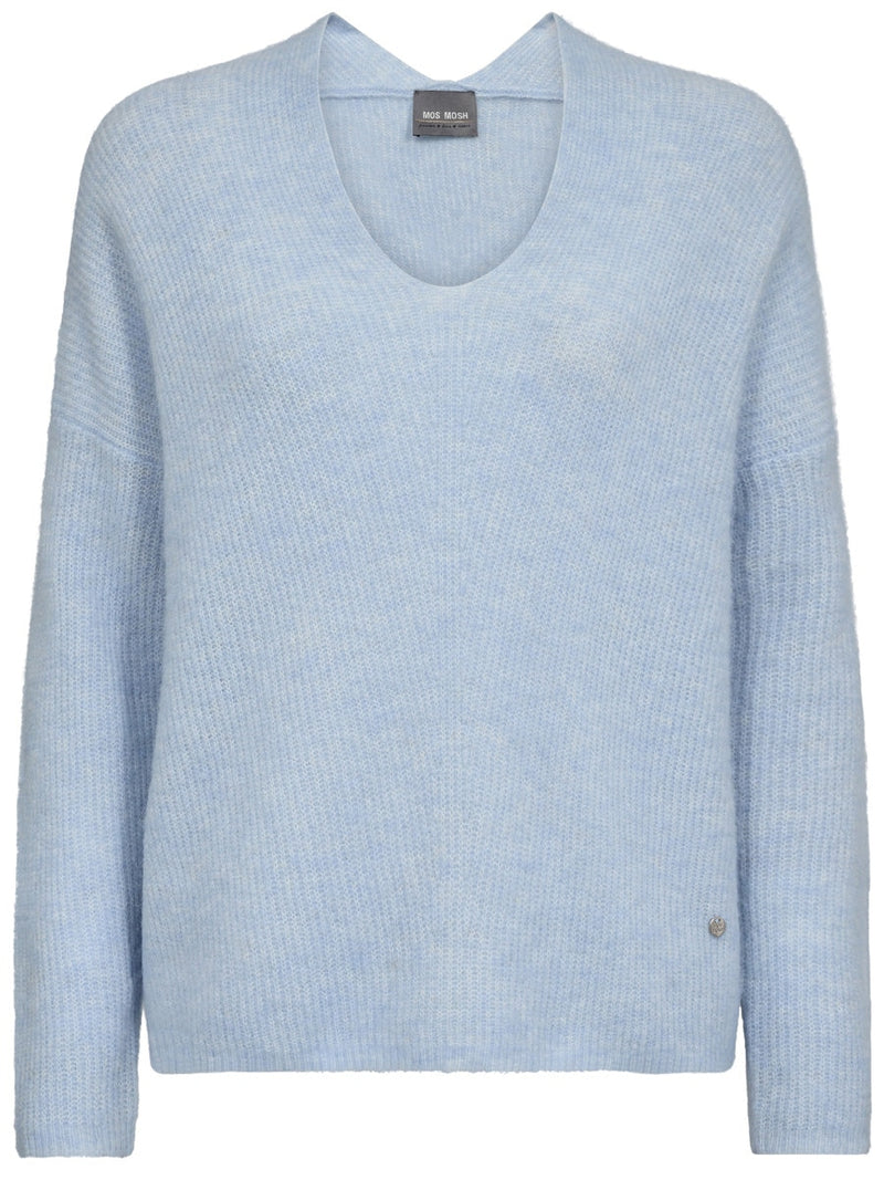 Mos Mosh Thora V-Neck Knit Cashmere Blue