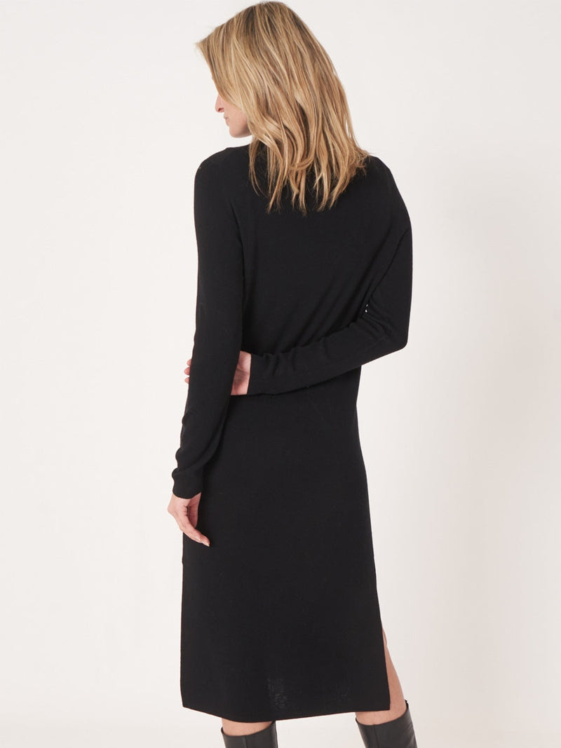 Repeat Cashmere Merinowool Knit Dress Black