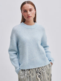 Second Female Brook Knit Rib O-neck Starlight Blue