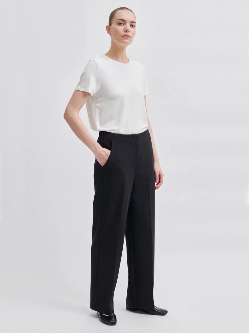 Second Female Evie Classic Trousers Black Klassiset Suorat Housut Musta