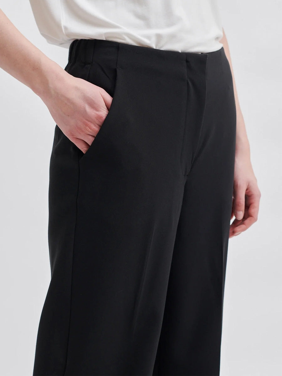 Second Female Evie Classic Trousers Black Klassiset Suorat Housut Musta