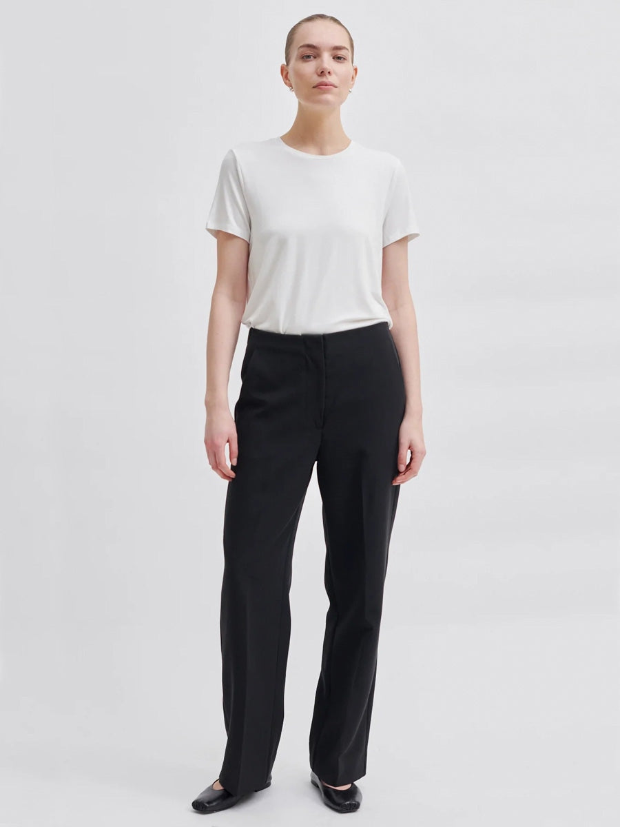 Second Female Evie Classic Trousers Black Klassiset Suorat Housut Musta