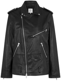 Second Female Rizzo Leather Biker Jacket Black