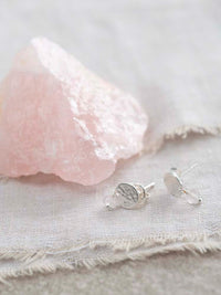 A Beautiful Story MINI COIN rose quartz silver earrings