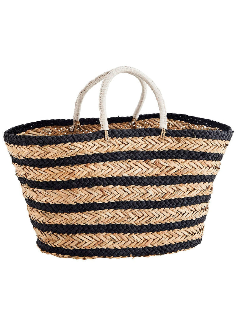 Madam Stoltz Striped seagrass bag