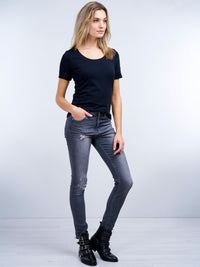 Repeat T-shirt with rolled up sleeves Black