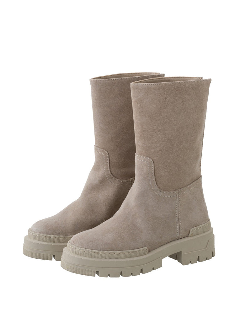 YAYA Suede boots with zipper Birch sand